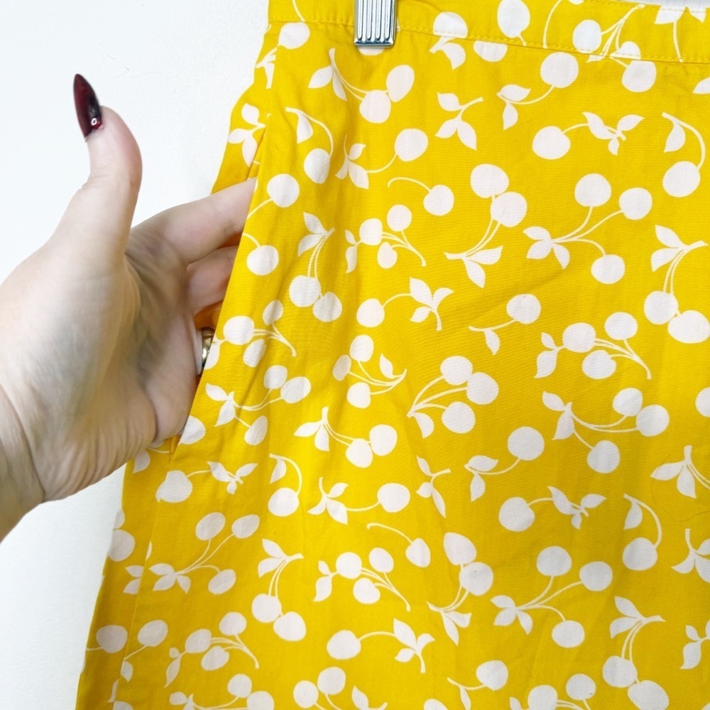 BODEN | Yellow and White Cherry Print 100% Cotton Skirt Sz. 4 - Picture 4 of 5